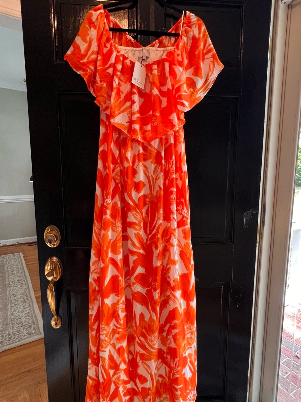 NWT Sugarlips Tropical Dreamsicle Enamored Off The Shoulder Ruffle Dress Large - Picture 4 of 9